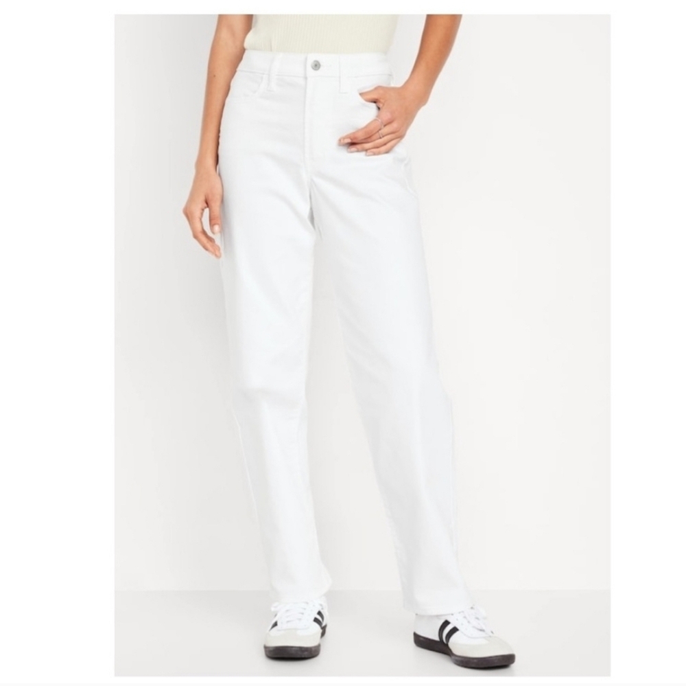 Old Navy White Denim High Rise Wow Loose Jeans Size 12 - New with tags - Picture 2 of 10